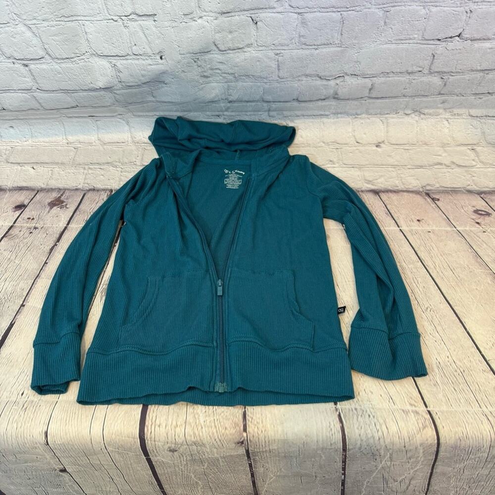 Lev Baby Ribbed Blue Zip Hoodie